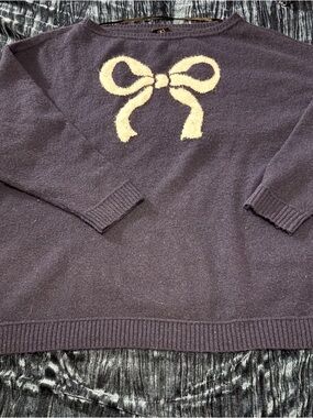 torrid Navy Sweater with Cream Bow Front